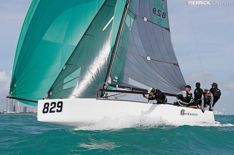 Conor Clarke's Embarr IRL829 at the 2016 Melges 24 World Championship at Miami photo copyright Pierrick Contin / www.pierrickcontin.com taken at Coconut Grove Sailing Club and featuring the Melges 24 class