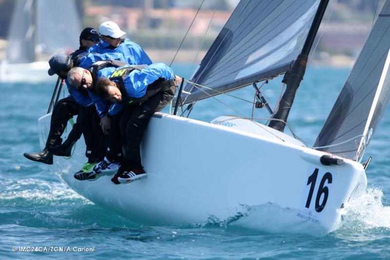 Andrea Racchelli helming Claudio Ceradini's boat Altea ITA722 on day 1 of the Melges 24 European Sailing Series in Portoroz photo copyright IM24CA / ZGN / Andrea Carloni taken at Yachting Club Portorož and featuring the Melges 24 class