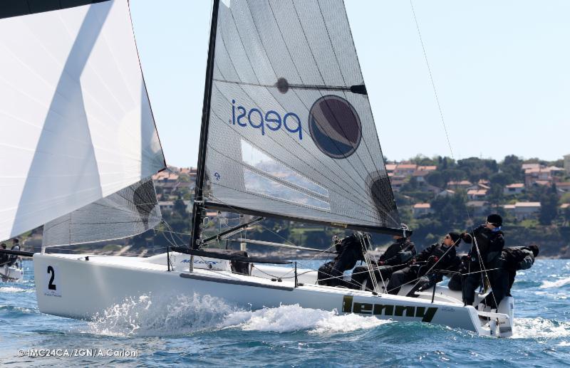 Former 470-class Olympian, also Melges 24 Corinthian World and European Champion Tõnu Tõniste from Estonia on Lenny EST790 on day 1 of the Melges 24 European Sailing Series in Portoroz photo copyright IM24CA / ZGN / Andrea Carloni taken at Yachting Club Portorož and featuring the Melges 24 class