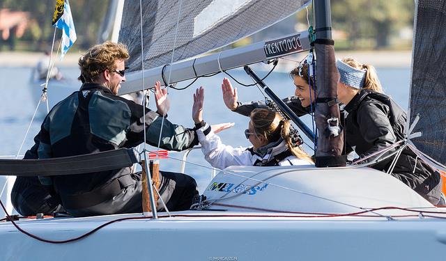 High five at the end of the season during the Melges 24 Lino Favini Cup photo copyright IM24CA / ZGN taken at Associazione Velica Alto Verbano and featuring the Melges 24 class