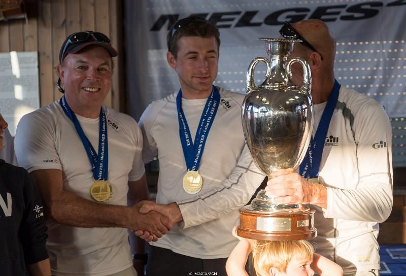 Miles Quinton - owner of Gill Race Team GBR694 congratulating helmsman Geoff Carveth after winning 2017 Melges 24 European Sailing Series - photo © IM24CA / Zerogradinord