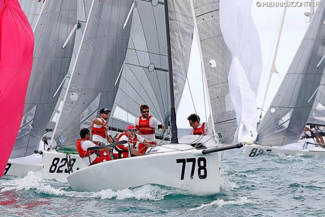 Taki 4 ITA778 team at the 2016 Melges 24 World Championship in Miami photo copyright Pierrick Contin - www.pierrickcontin.fr taken at Yacht Club Punta Ala and featuring the Melges 24 class
