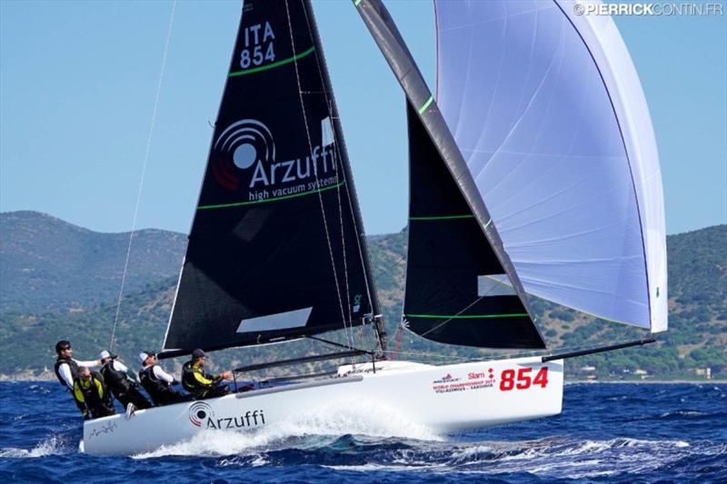 Maidollis ITA854 of Gian Luca Perego, helmed by Carlo Fracassoli is the reigning Melges 24 World Champion, crowned at the Melges 24 Worlds in Villasimius, Sardinia, Italy in October 2019 photo copyright Pierrick Contin taken at  and featuring the Melges 24 class