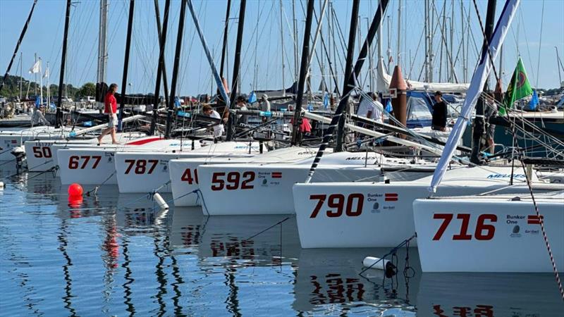 Melges 24 boats moored at the Middelfart Marina, Denmark for the Melges 24 Worlds 2023 photo copyright Mick Knive Anderson taken at Fredericia Sejlklub and featuring the Melges 24 class