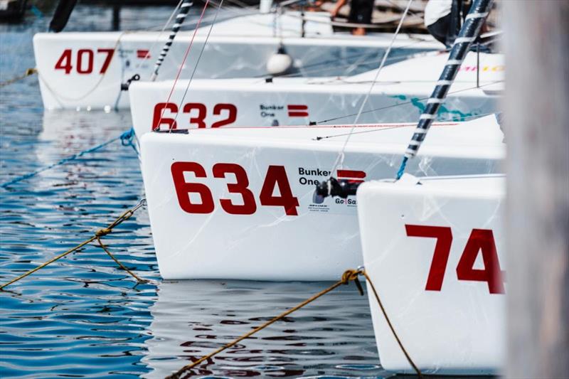 Melges 24 boats moored at the Middelfart Marina, Denmark for the Melges 24 Worlds 2023 photo copyright Mick Knive Anderson taken at Fredericia Sejlklub and featuring the Melges 24 class
