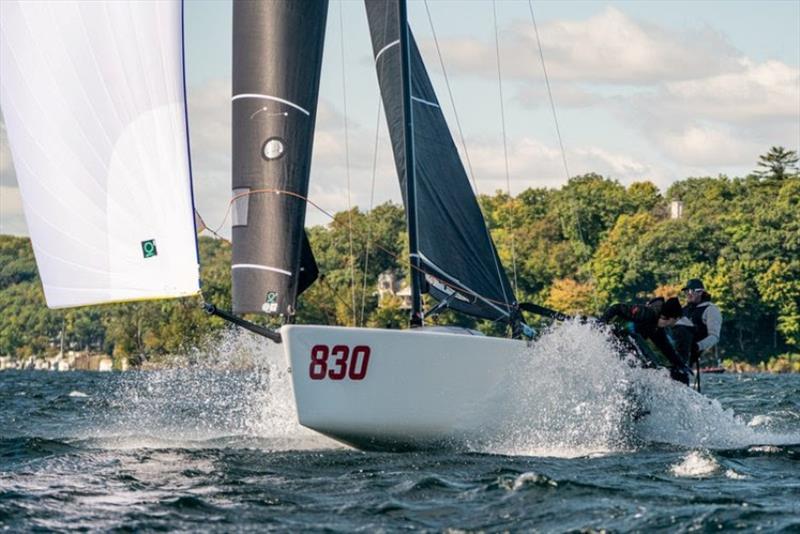Straightarrow, a supersonic Melges 24 owned by USM24CA Vice President Chelsea Simms and Midwest District Governor George ‘Bear' Peet blasts downwind on Lake Geneva in Wisconsin photo copyright Morgan Kinney / Melges Performance Sailboats taken at  and featuring the Melges 24 class