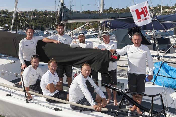 Crew of Melges 32 leader, 2 Unlimited (Greg Prescott standing far right - Darren Jones sitting middle) photo copyright Andrea Francolini / Sydney Harbour Regatta taken at Middle Harbour Yacht Club and featuring the Melges 32 class