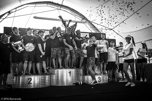 Podium winners in the Melges 32 World Championship at Trapani, Italy photo copyright BPSE / Barracuda taken at Yacht Club Favignana and featuring the Melges 32 class