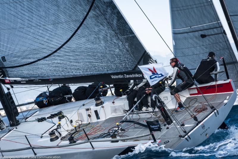 Valentin Zavadnikov, DYNAMIQ SYNERGY SAILING TEAM, on day 1 of the Melges 40 Grand Prix in Mallorca photo copyright Melges 40 / Barracuda Communication taken at Real Club Náutico de Palma and featuring the Melges 40 class