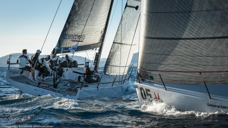 Racing on day 2 of the Melges 40 Grand Prix in Mallorca photo copyright Melges 40 / Barracuda Communication taken at Real Club Náutico de Palma and featuring the Melges 40 class