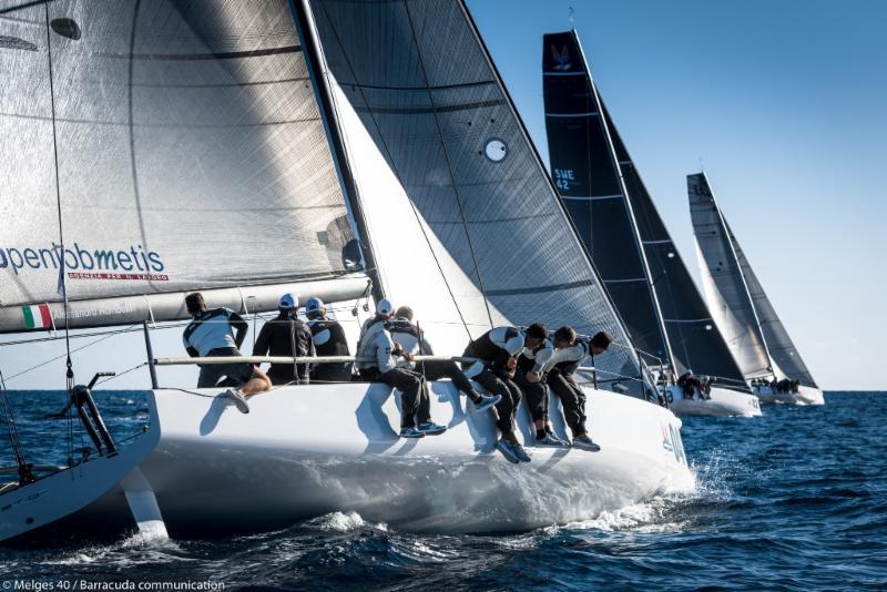 Racing on day 3 of the Melges 40 Grand Prix in Mallorca photo copyright Melges 40 / Barracuda Communication taken at Real Club Náutico de Palma and featuring the Melges 40 class