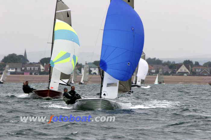 Action from the Merlin Rocket Nationals 2005 at Hayling Island photo copyright Dave Walker / www.fotoboat.com taken at Hayling Island Sailing Club and featuring the Merlin Rocket class
