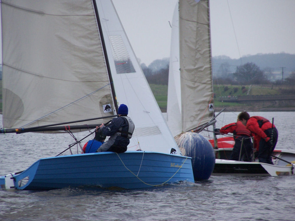 Biggs chasing Martin (1st & 2nd overall respectively) at the Blithfield Barrel photo copyright Don Stokes taken at Blithfield Sailing Club and featuring the Merlin Rocket class