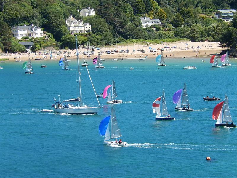 A busy Salcombe estuary during Merlin Rocket week photo copyright Margaret Mackley taken at Salcombe Yacht Club and featuring the Merlin Rocket class
