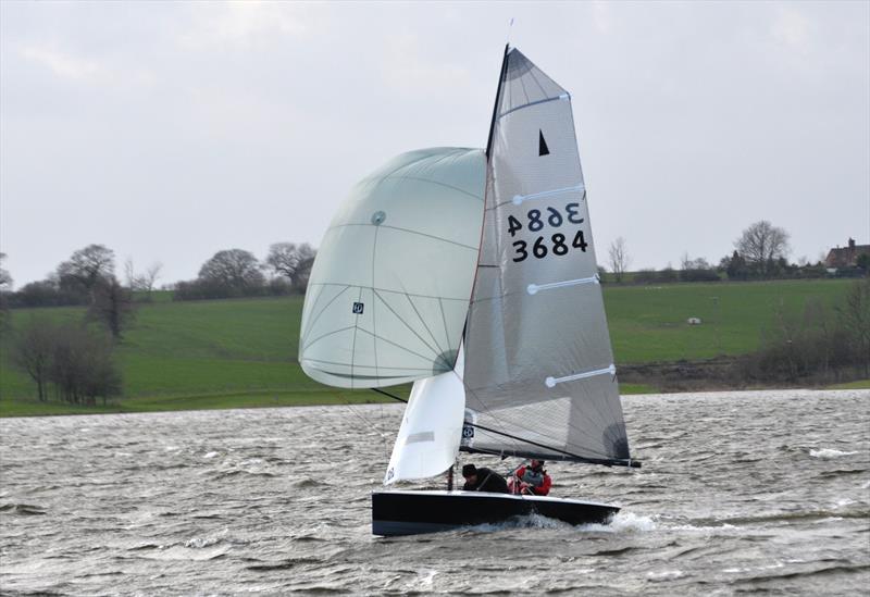 'Taxi' enjoys the blow during round 3 of the Blithfield Barrel 2014-15 photo copyright Don Stokes taken at Blithfield Sailing Club and featuring the Merlin Rocket class