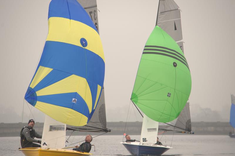 The first race leader during the final round of the Blithfield Barrel 2014-15 photo copyright Don Stokes taken at Blithfield Sailing Club and featuring the Merlin Rocket class