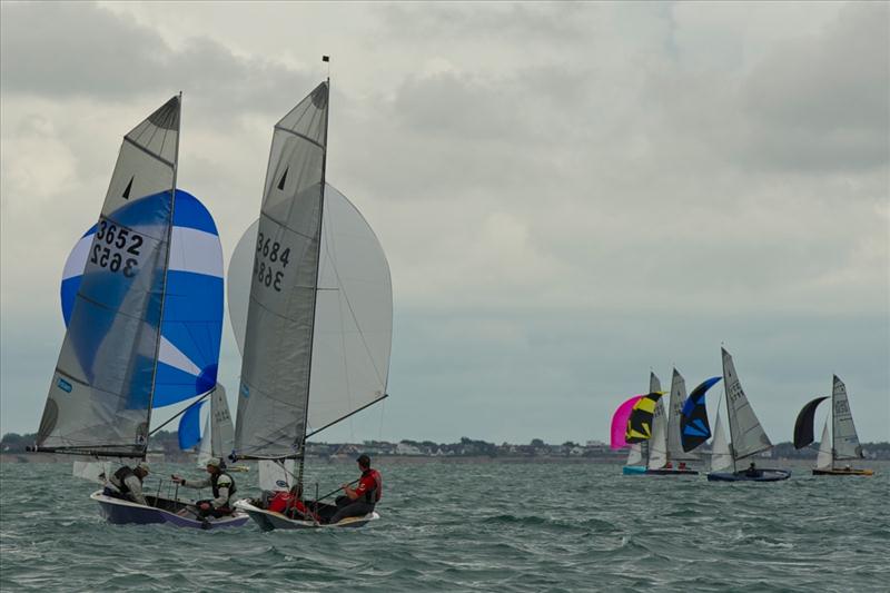 Andy Davis and Tom Pygall match race with Geoff Carveth and Graham Williamson for the Merlin Rocket nationals title