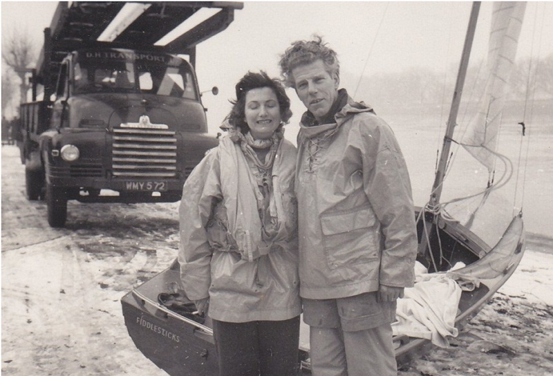  Holt, with wife Iris and one of Jack's Merlin dinghies 'Fiddlesticks