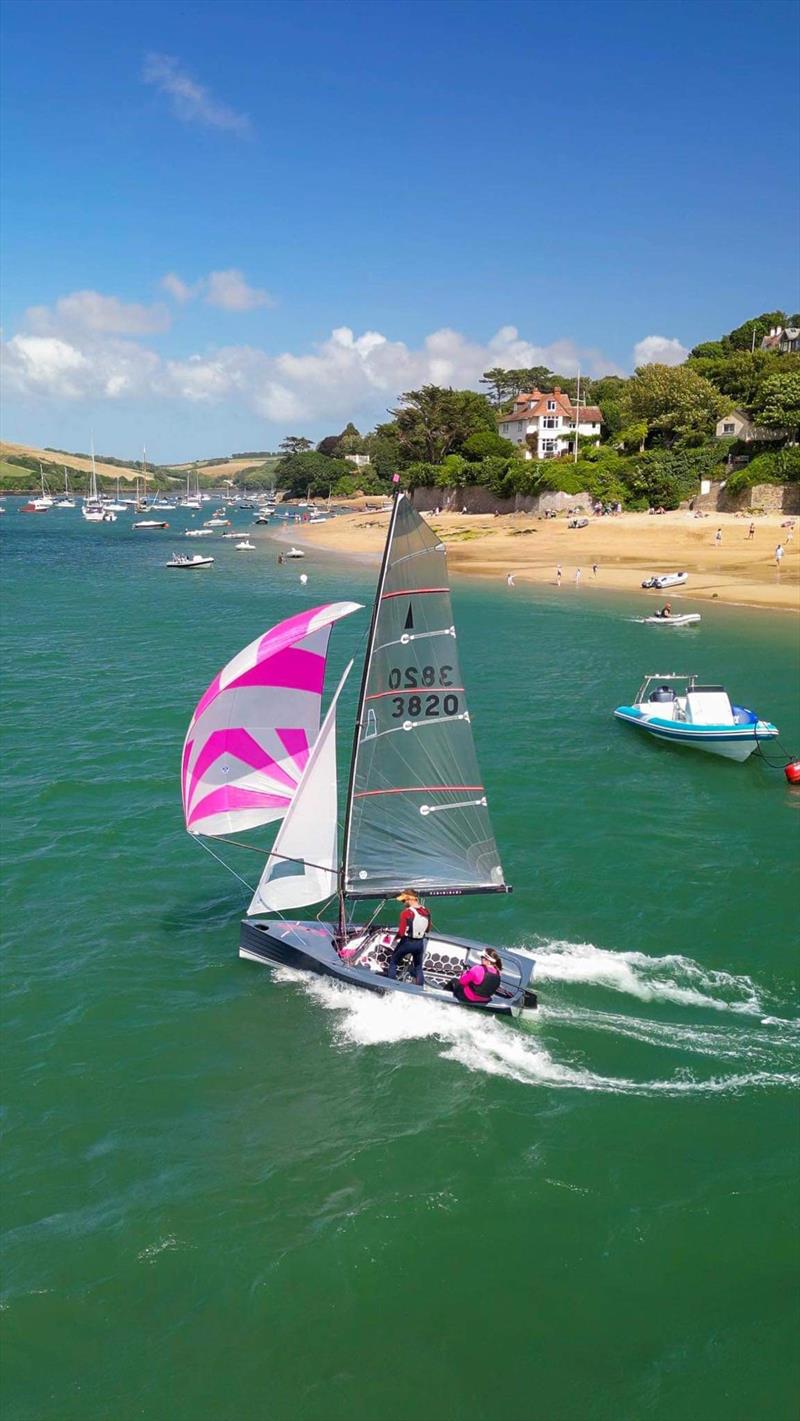 Caroline Croft sailing with Pete Gray during Merlin Rocket Salcombe Week 2023 photo copyright Oliver Turner / Salcombe Stories taken at Salcombe Yacht Club and featuring the Merlin Rocket class