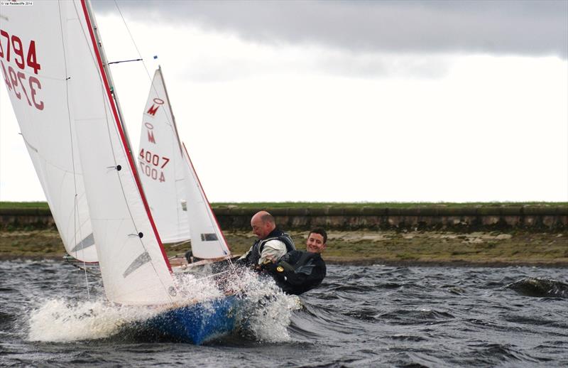Jon and Phil Aldhous during the 2014 Miracle Northern Championships at Delph photo copyright Val Reddecliffe taken at Delph Sailing Club and featuring the Miracle class
