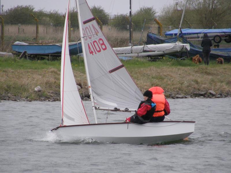 Geoff, our young 80 year old still going strong, during the Border Counties Midweek Sailing at Shotwick photo copyright Brian Herring taken at Shotwick Lake Sailing and featuring the Miracle class