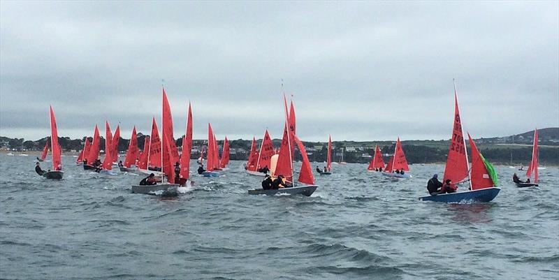Dave & Imogen Wade lead the fleet at the windward mark on day 4 of the Mirror Nationals at Abersoch photo copyright Robert Bellfield taken at South Caernarvonshire Yacht Club and featuring the Mirror class