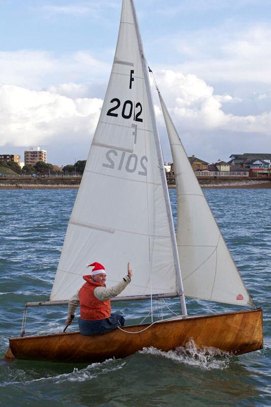 Angus Ross helming 'Kem' in the 2013 Portsmouth Sailing Club Hot Turkey Race photo copyright David Saunders & Robin Blair taken at Portsmouth Sailing Club