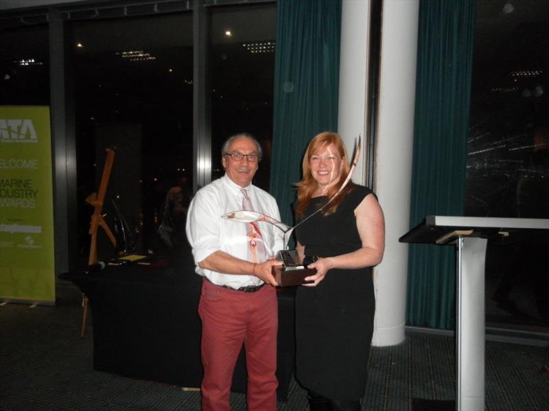 Peter Nash presents Jackie McLean of Sunsail with the Boating Business Environment Award photo copyright MTA / Boating Busines taken at 