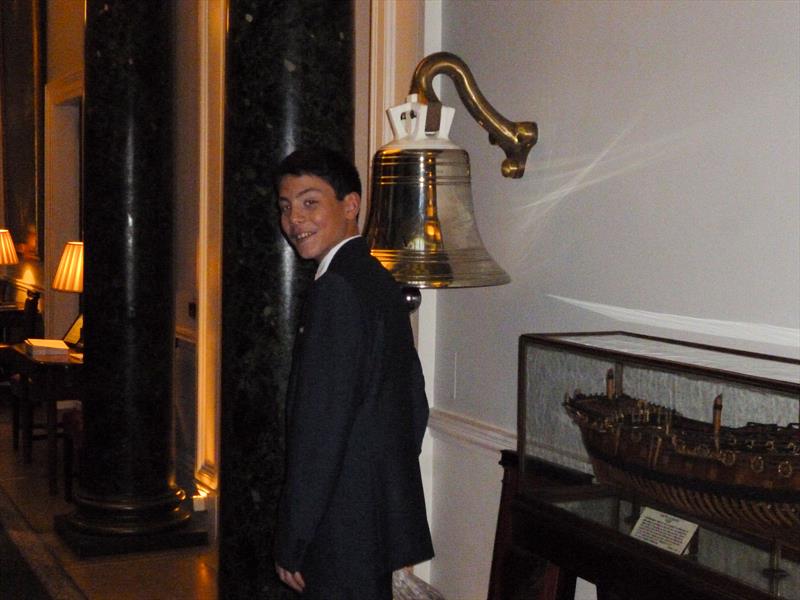 Milo rings the Royal Yacht Britannia bell at Trinity House in London - photo © Kate Taylor