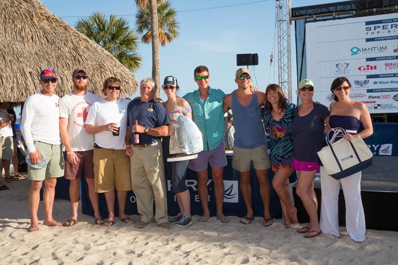 Overall winner of the Pursuit Spinnaker Class, Bill Hankle's (blue shirt) Emocean crew at 2014 Sperry-Top Sider Charleston Race Week - photo © Karen Ryan Nautical Photography