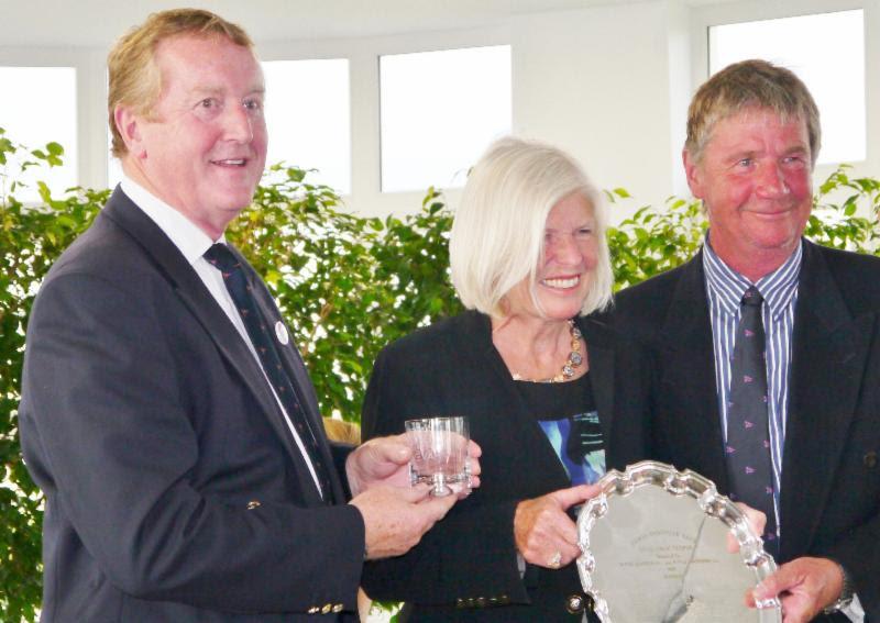 Richard Longdon, AVEVA Group plc, presents the double-handed prize to Chrissie & Noj White photo copyright Graham Nixon taken at Royal Southern Yacht Club
