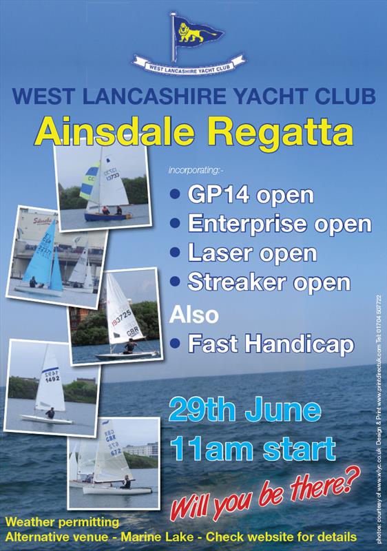 West Lancashire Yacht Club Ainsdale Regatta poster photo copyright WLYC taken at West Lancashire Yacht Club