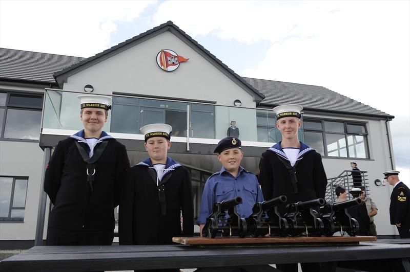 Cannons Away! (left to right) Carrick Sea Cadets Sam Grange, Ethan Thurston, Owen McGilton, Richard Whyte enjoying the celebrations at the Grand Re-opening of Carrickfergus Sailing Club photo copyright Nigel Thompson taken at Carrickfergus Sailing Club