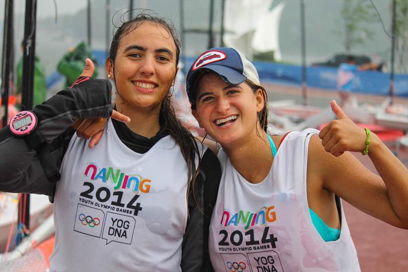 Smiles in the rain on day 6 of the Youth Olympic Games 2014 photo copyright ISAF taken at 