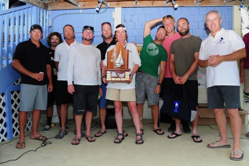 (l to r) Chairman of Nanny Cay, Cameron McColl presented the crew of Spookie with the Nanny Cay Cup on the opening day of the BVI Sailing Festival photo copyright Todd vanSickle / BVI Spring Regatta & Sailing Festival taken at Royal BVI Yacht Club