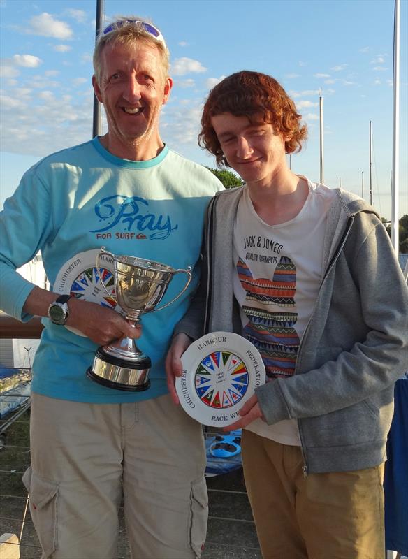 Double winners, Guy and Alex Mayger at Chichester Harbour Race Week photo copyright Liz Sagues taken at Hayling Island Sailing Club