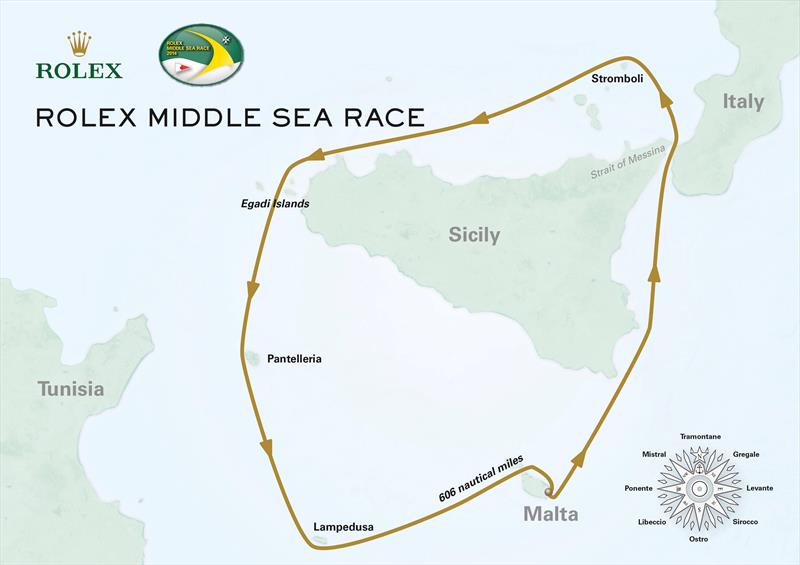 Rolex Middle Sea Race course photo copyright Rolex taken at Royal Malta Yacht Club