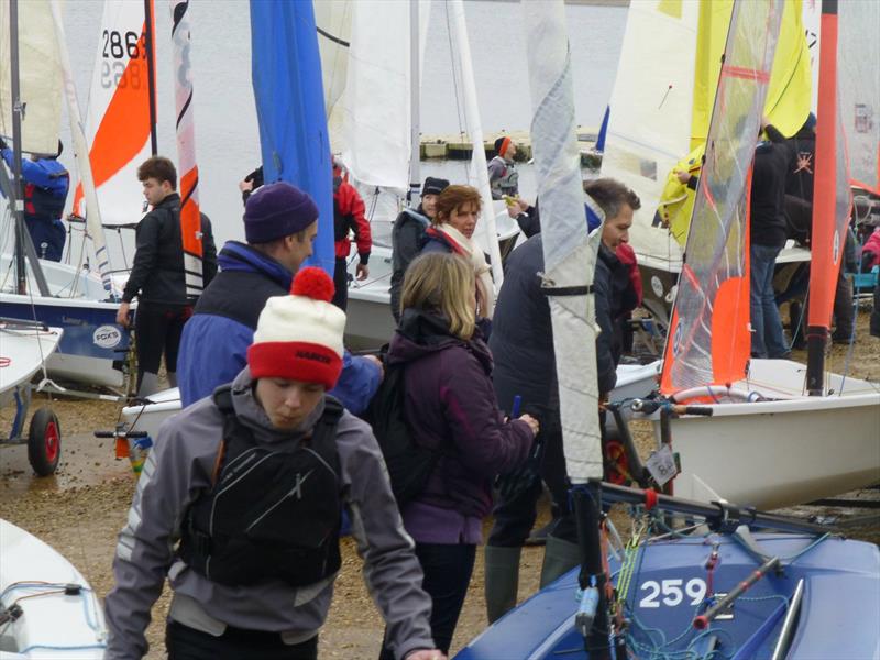 Pre-race action ashore on day 3 of the Alton Water Fox's Marine & Country Frostbite Series photo copyright Emer Berry taken at Alton Water Sports Centre