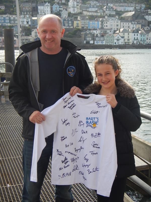 Tim Anderton of the ASSF presenting the top prize to Emily Proctor - a Bart's Bash shirt signed by the GBR sailing team photo copyright Nicholas James taken at Royal Dart Yacht Club