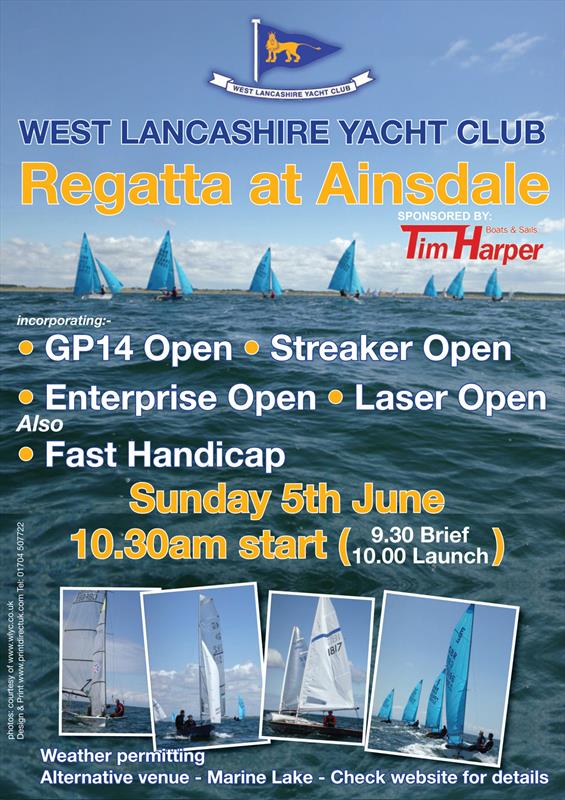 Poster for the West Lancs Tidal Regatta at Ainsdale photo copyright WLYC taken at West Lancashire Yacht Club