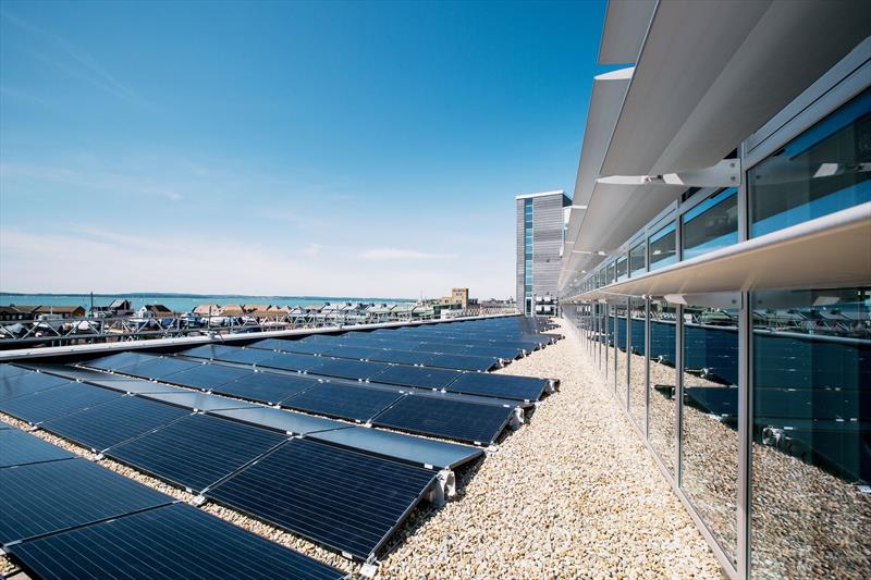 Solar PV panels on the roof of Land Rover BAR base - photo © Harry KH / Land Rover BAR