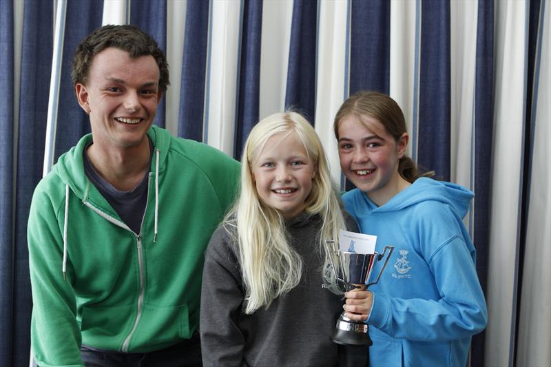 The Wednesday Trophy for the Best Wednesday Junior Sailor was awarded to Peter Bennett, who won the WJS Scow Red Fleet series, ably assisted by Lauren Fox and Siri Taylor in Stairway to Haven at Royal Lymington Yacht Club Youth Week - photo © Justin Parry