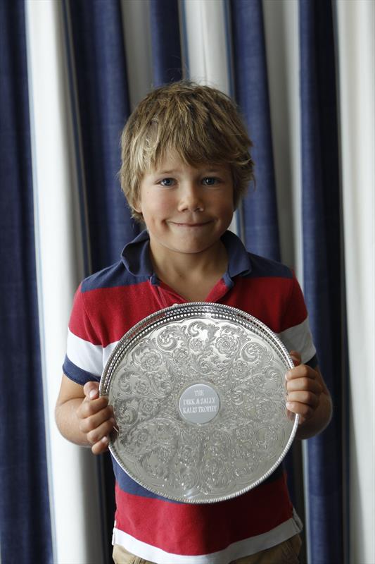 Dirk & Sally Kalis Trophy was presented to Harry West (aged 8) for a young competitor who has embraced the competitive opportunity of racing on the water at Royal Lymington Yacht Club Youth Week photo copyright Justin Parry taken at Royal Lymington Yacht Club