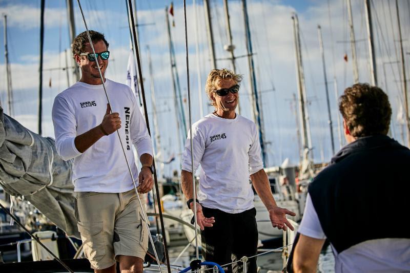 Ben Harris and James Heald saying farewell before the start of the RORC Transatlantic Race photo copyright RORC / James Mitchell taken at 