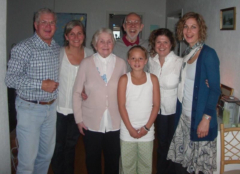 Elvström family with the Pearsons (l-r) Pip Pearson, Trine, Anne, Mia (Paul's Granddaughter) Paul, Lindy and Jill Pearson - photo © Elvström family