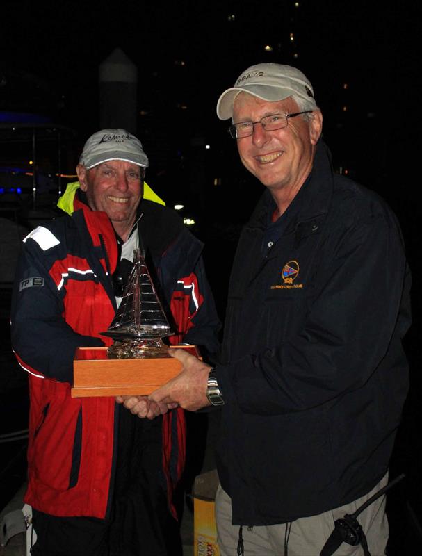 Doug Coulter and Ian Audsley with the line honours trophy in the Club Marine Pittwater to Southport Yacht Race photo copyright RPAYC Media taken at 