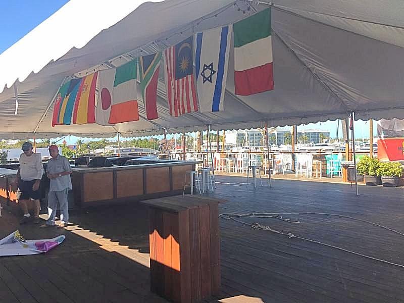 Upstairs deck at Waterfront Brewery being prepared - provides a huge bar and a stunning harbor view for Race Week sailors photo copyright Dobbs Davis taken at Storm Trysail Club