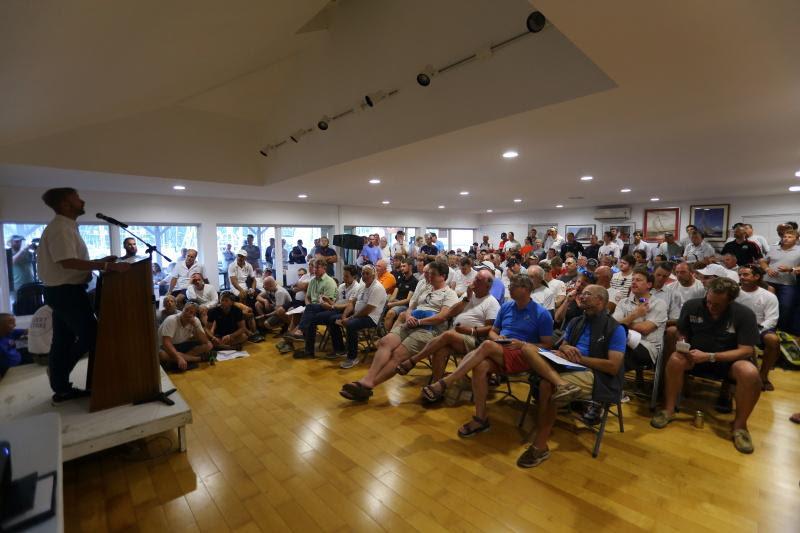 Nick Elliott, RORC Racing Manager addresses the 80 Skippers in the 2017 RORC Caribbean 600 at the Skipper's Briefing photo copyright Tim Wright / www.photoaction.com taken at Antigua Yacht Club