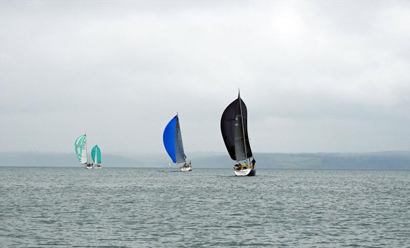 Yachts under spinnaker heading for across Falmouth Bay bound for Newlyn during the South West 3 Peaks Yacht Race photo copyright Mary Alice Pollard taken at 