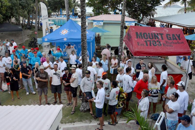 Crews gather for the prizegiving of the Nanny Cay Cup at the BVI Spring Regatta - photo © BVISR / ToddVanSickle